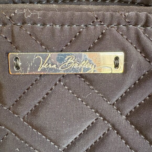 Vera Bradley Black Quilted Shoulder Bag Tote Purse Satchel READ DETAILS - Picture 2 of 16